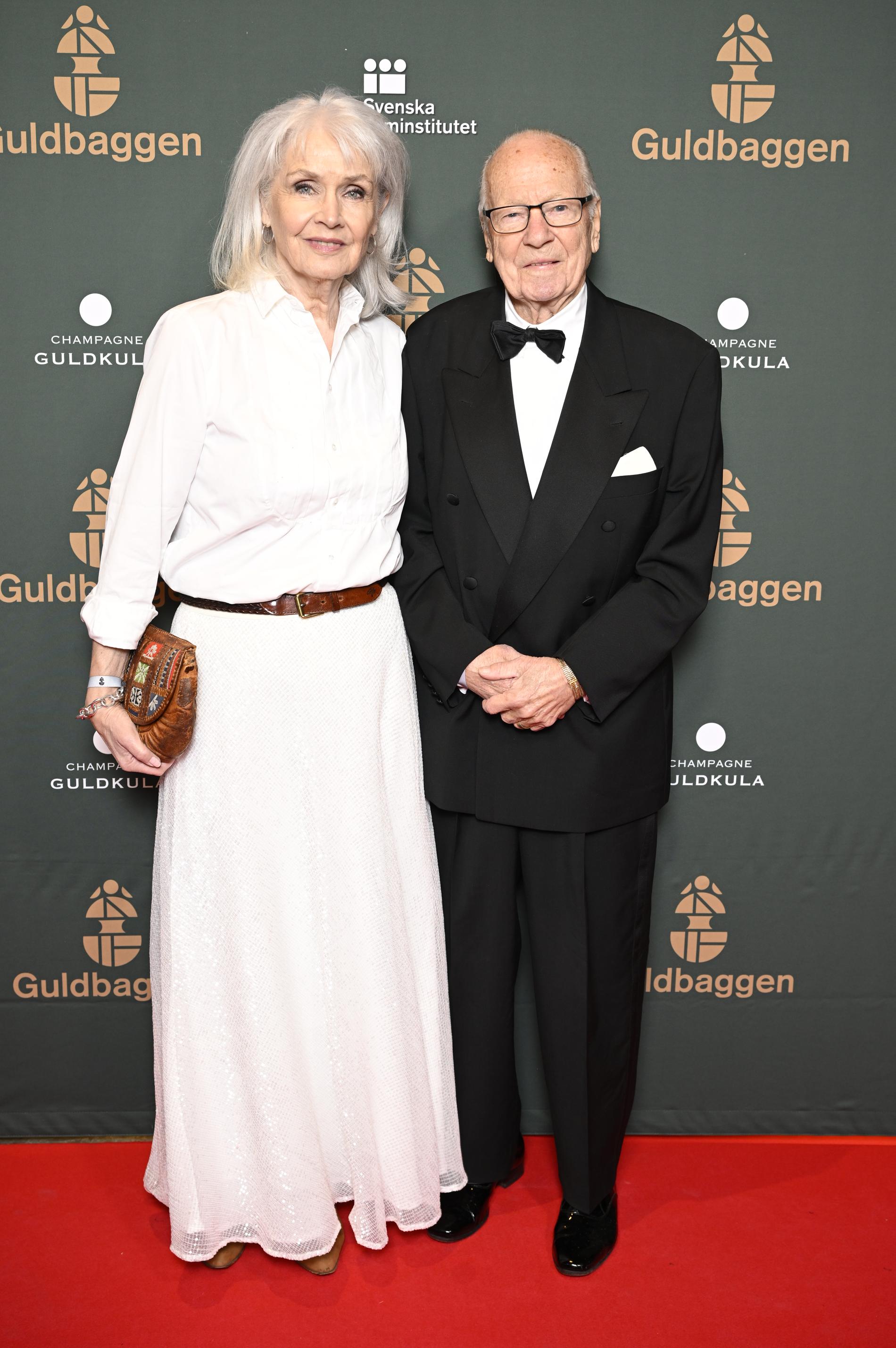 Ingvar Hirdwall tillsammans med Marika Lindström på röda mattan till Guldbaggegalan i januari i år. 