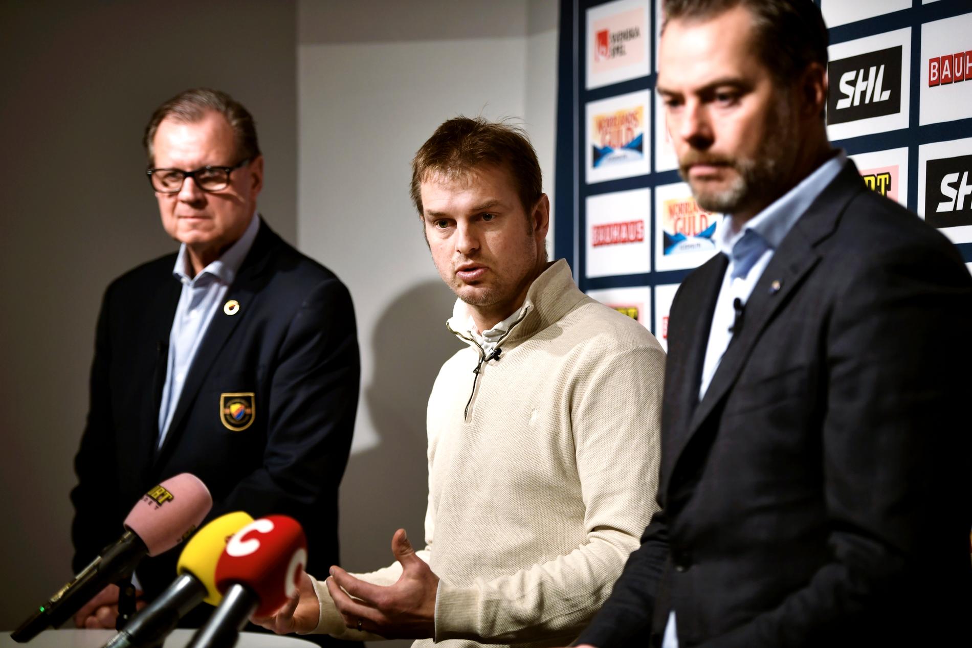 Joakim Eriksson under en pressträff 2021.