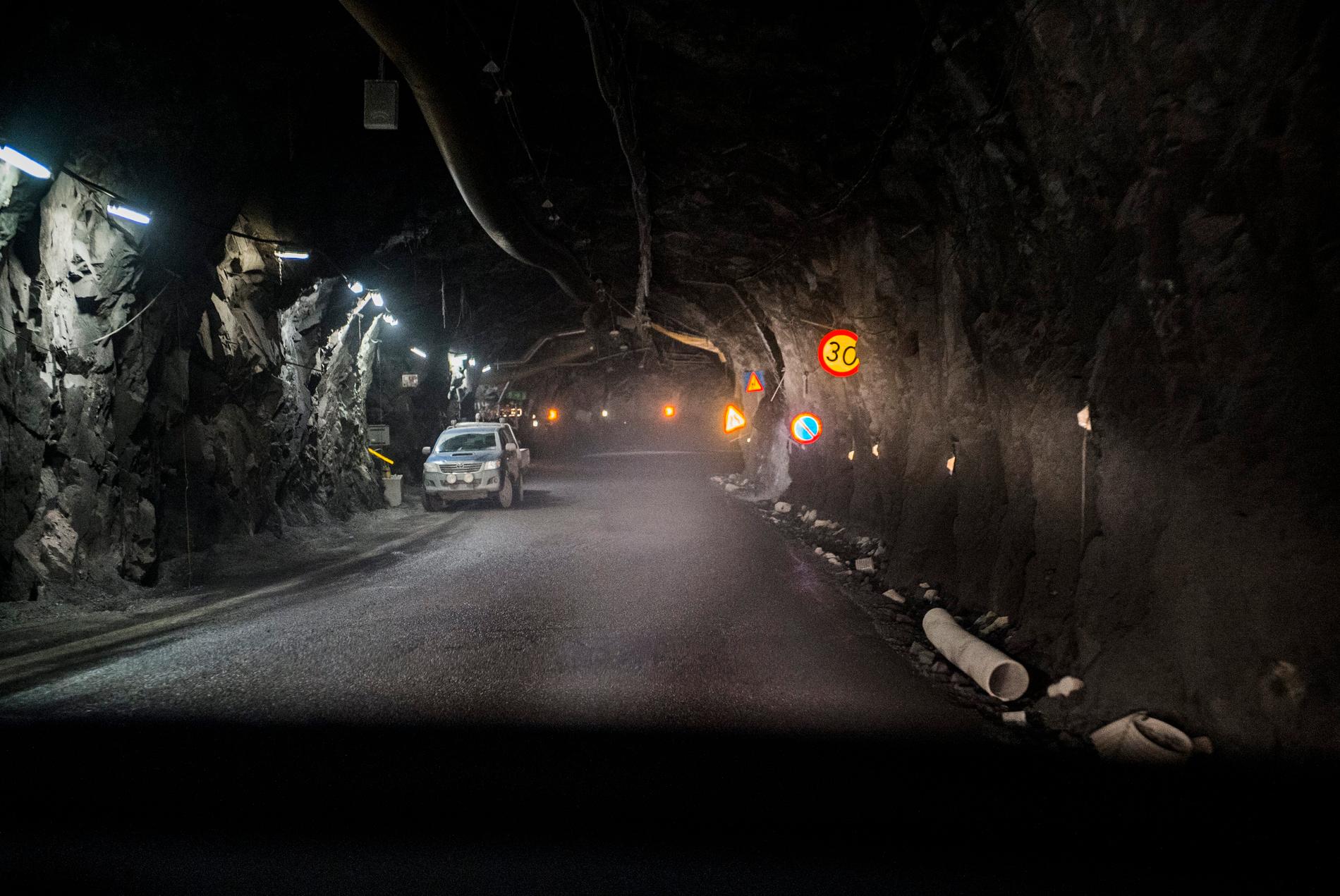 LKAB:s gruva i Kiruna stängdes tillfälligt efter ett jordskalv natten mot fredagen. Arkivbild.