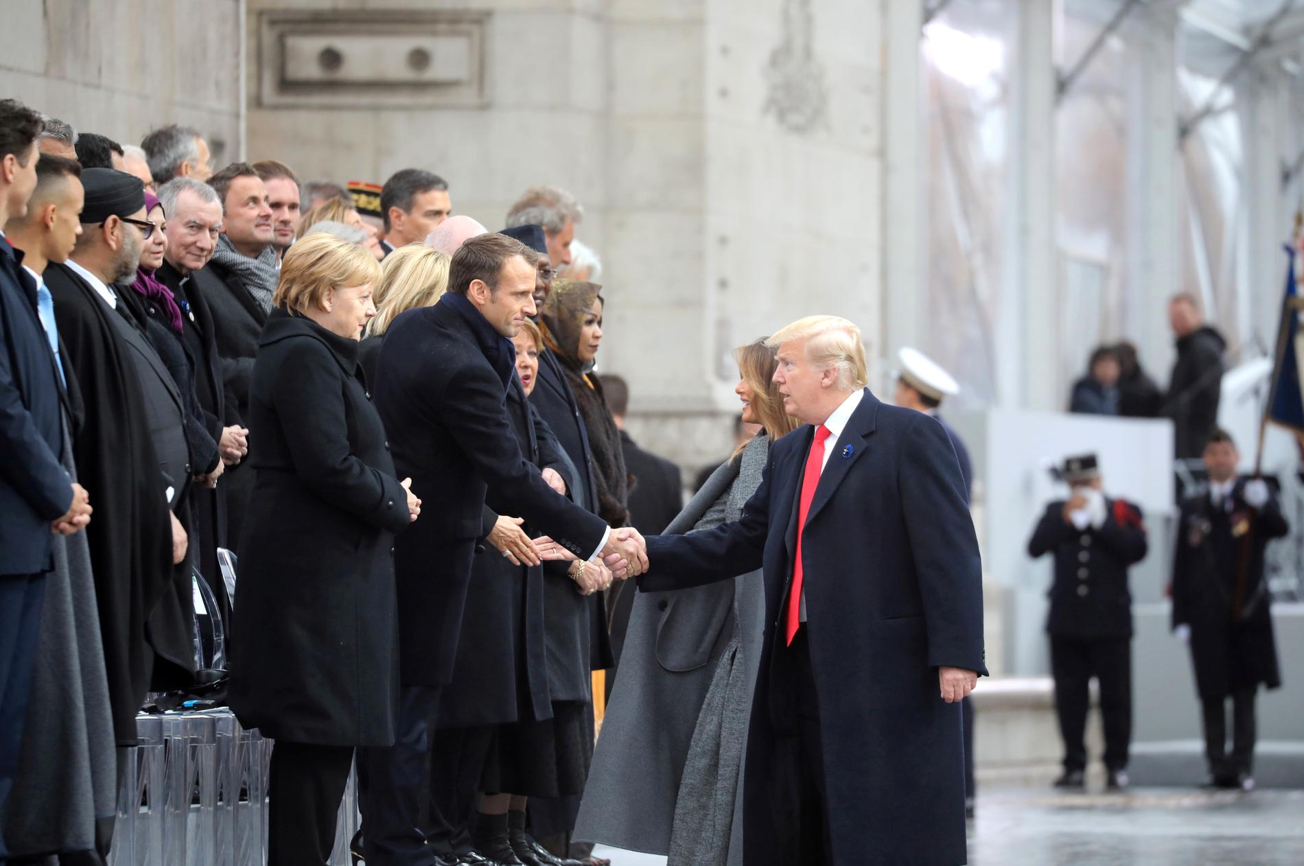 USA:s president Donald Trump besökte Frankrike i helgen och träffade Frankrikes president Emmanuel Macron och Tysklands förbundskansler Angela Merkel.