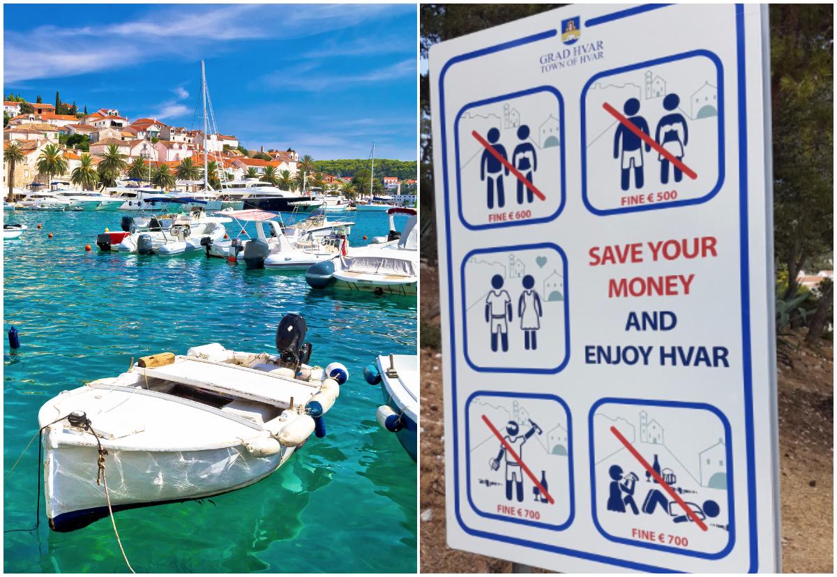 Ön Hvar i Kroatien har infört dryga böter för berusade och lättklädda turister.