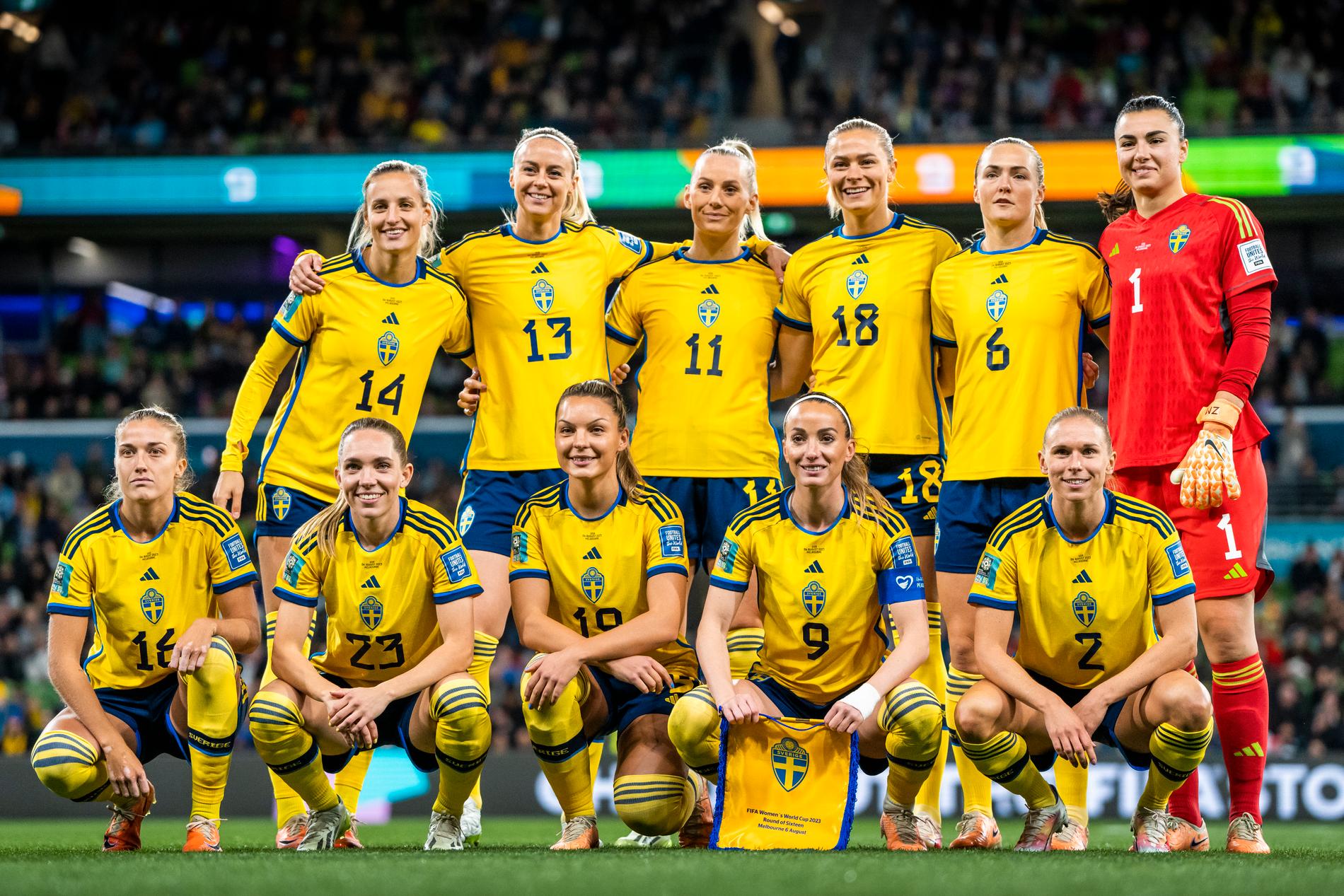 Sveriges startelva i åttondelsfinalen mot USA.
