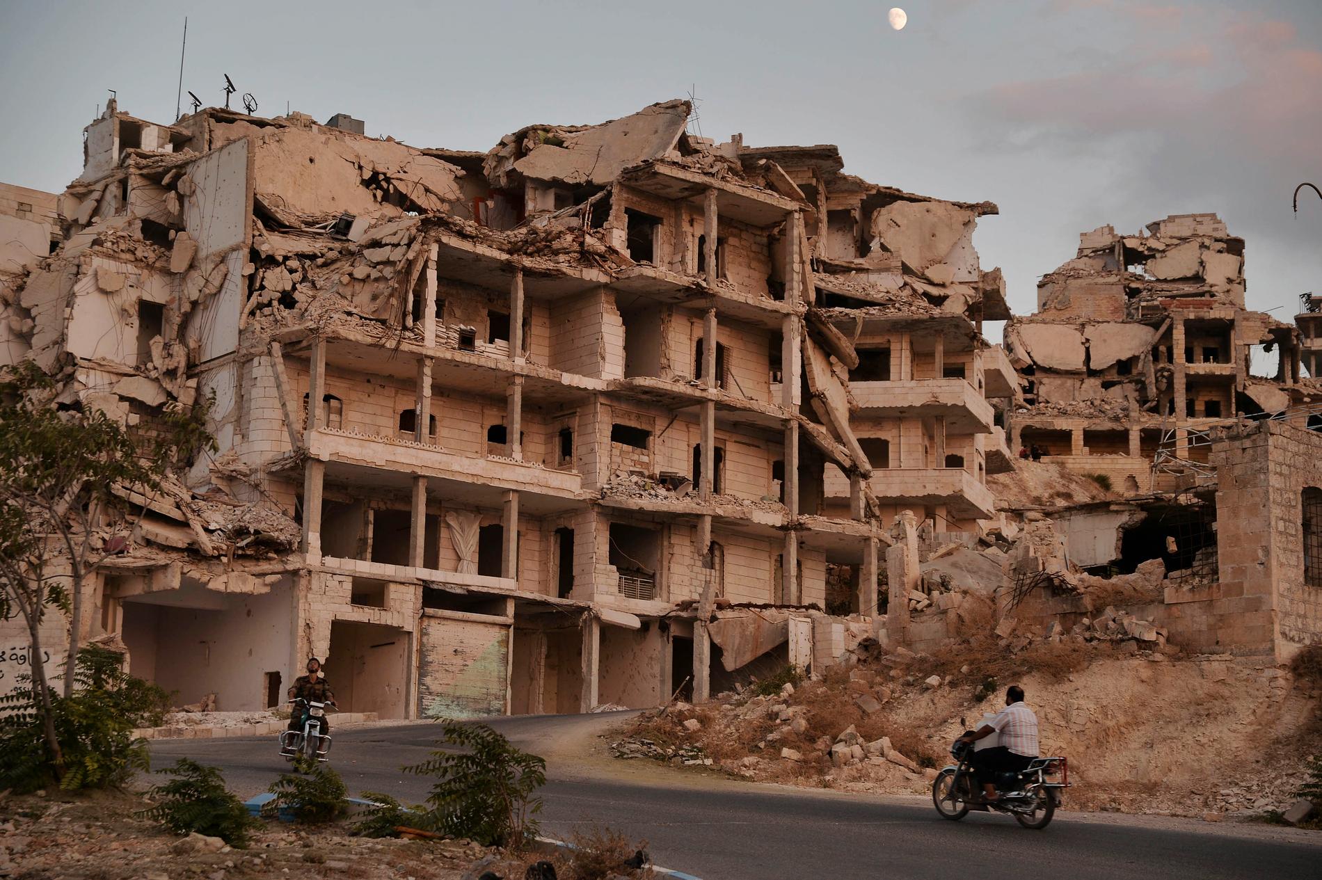 Kriget har satt sina spår i staden Ariha i Idlib. Arkivbild.