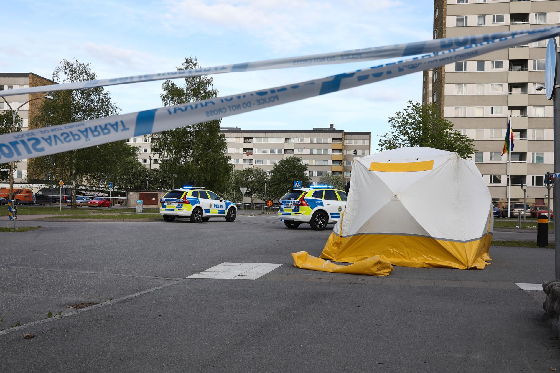 En man i 25-årsåldern sköts till döds med ett stort antal skott i Eskilstunastadsdelen Brunnsbacken den 23 maj. En 18-åring, som vid tillfället för mordet var 17 år gammal, dömdes strax före jul till åtta års fängelse för mord.