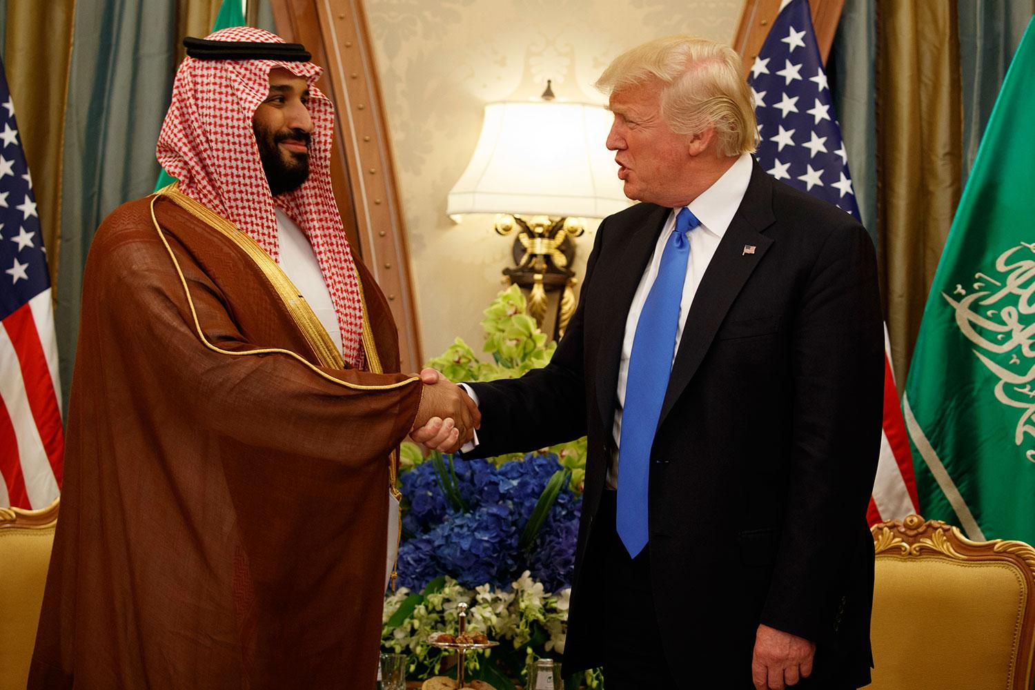 Donald Trump och saudiske kronprinsen Muhammed bin Salman. Arkivbild.