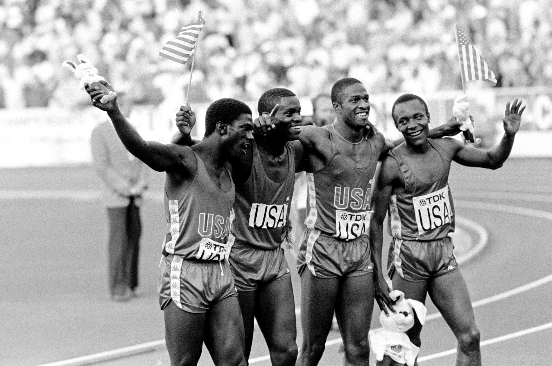 VM-guldlaget på stafetten 1983: Emmit King, Carl Lewis, Willie Gault och Calvin Smith.