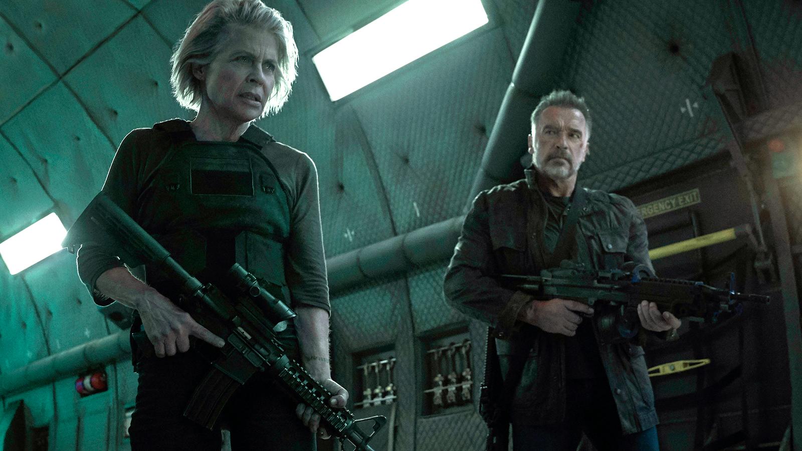 Linda Hamilton och Arnold Schwarzenegger i "Terminator: Dark fate."