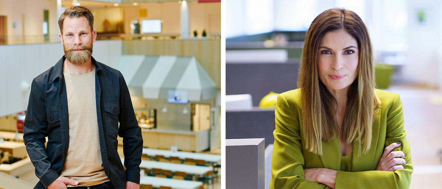Magnus Hjelmér, vardagsekonom ICA Banken och Emma Persson, sparekonom på Länsförsäkringar. 