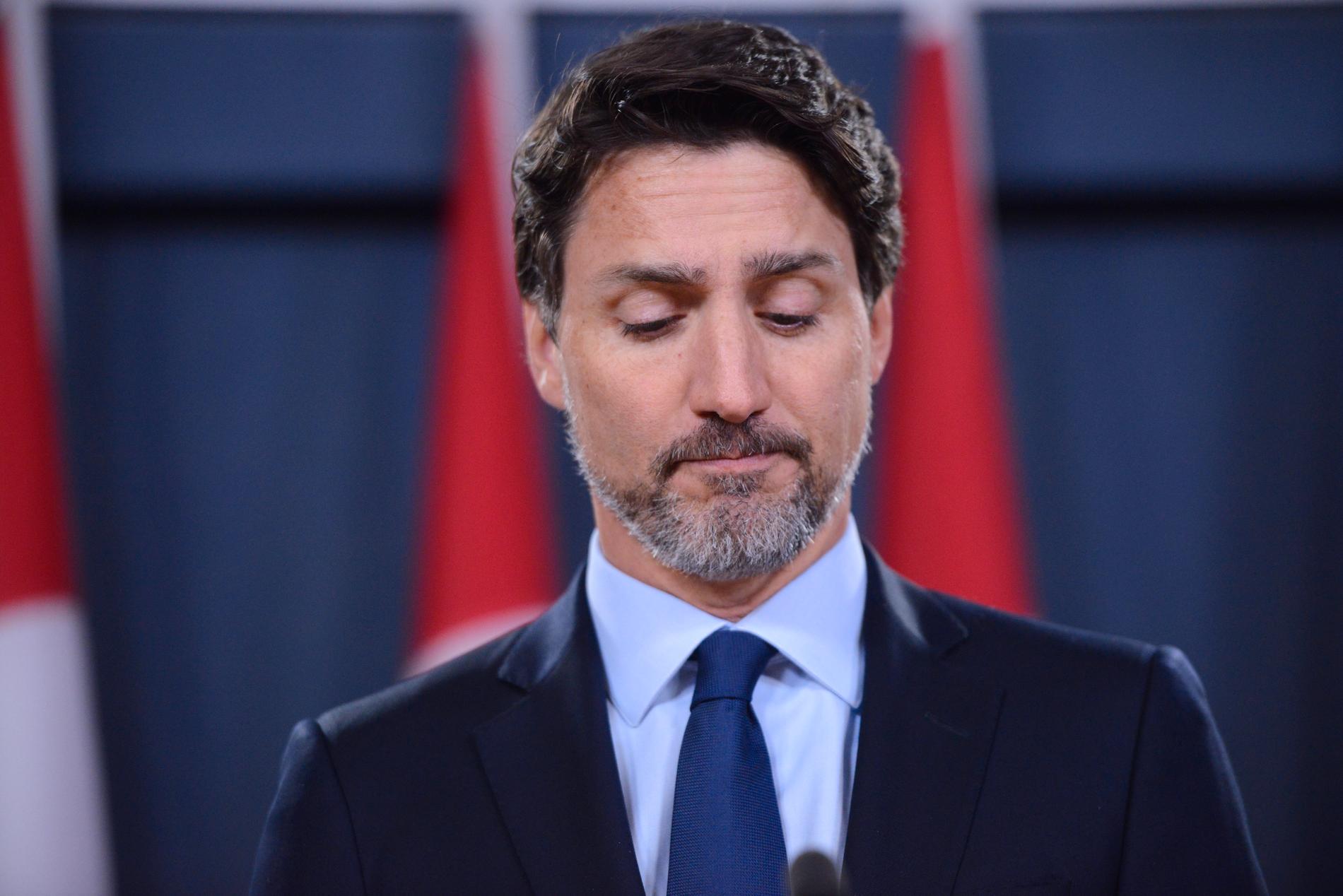 Kanadas premiärminister Justin Trudeau vid en presskonferens där han säger att det finns uppgifter som tyder på att Iran sköt ned det ukrainska flygplanet ovanför Teheran.