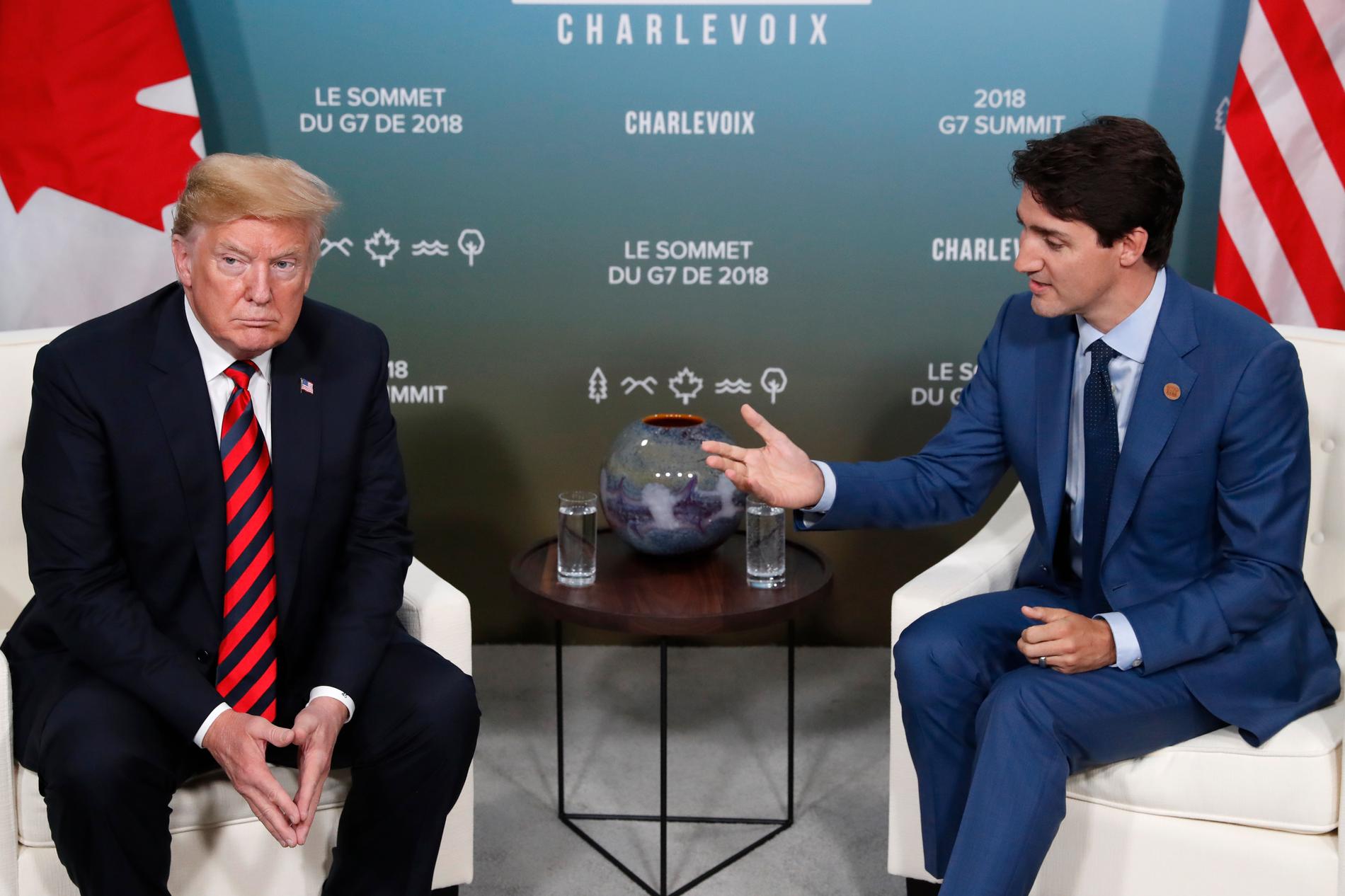 Trump och Trudeau under mötet.