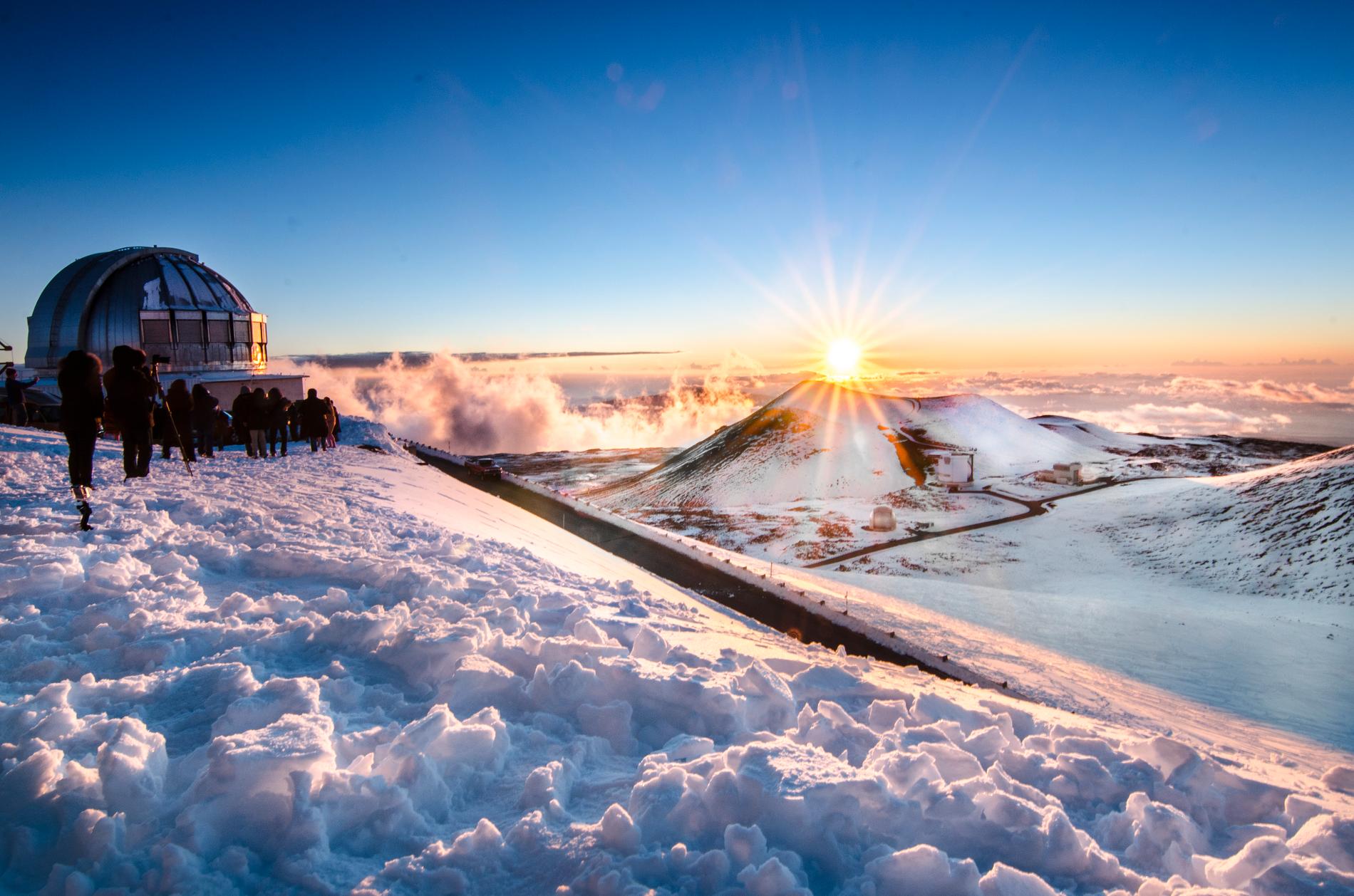 Snö på Hawaiis högsta berg Mauna Kea, här på en bild från 2013.