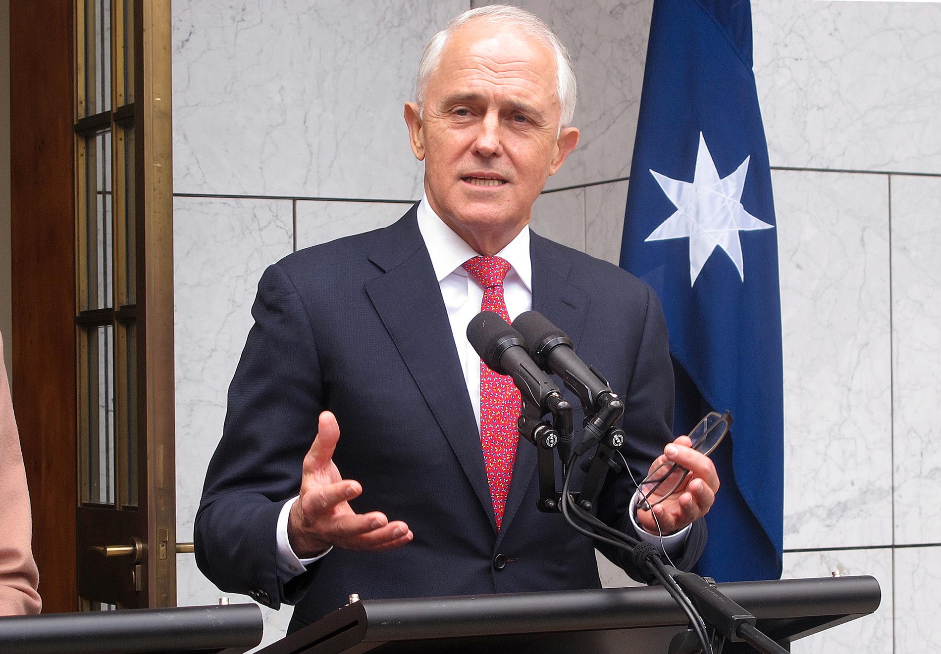 Australiens premiärminister Malcolm Turnbull vid en presskonferens i Canberra på tisdagen.