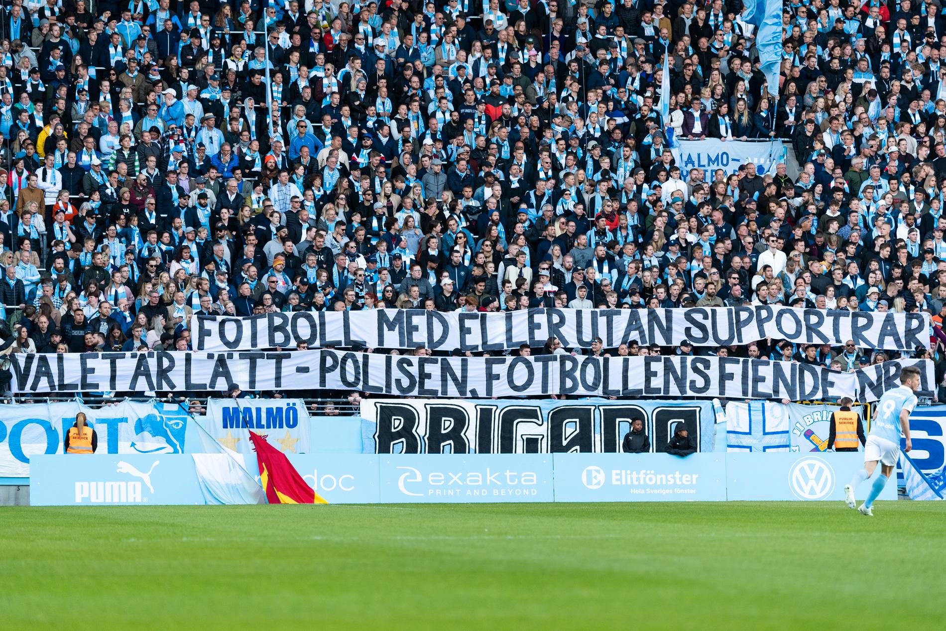 MFF-supportrarnas protest under matchen mot Elfsborg