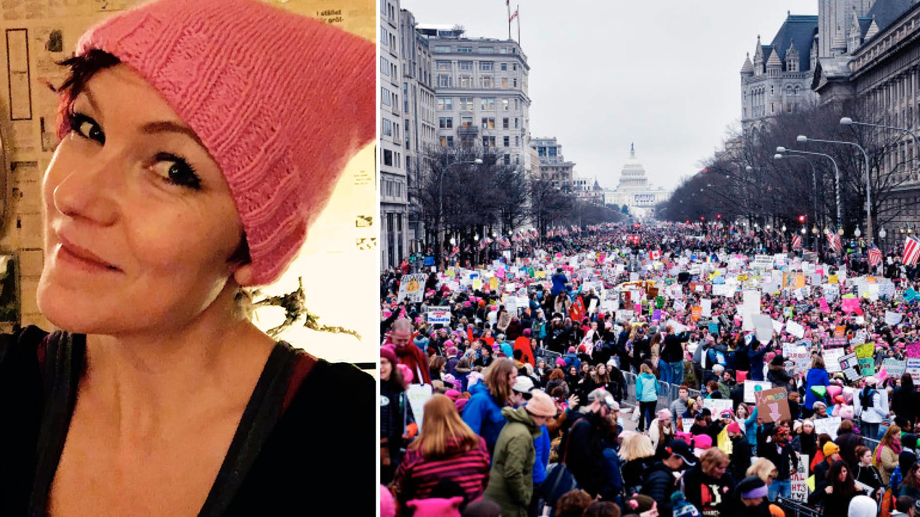 Malin Aghed, 41, journalist på Camino Magasin, är en av initiativtagarna till en körhappening i Göteborg som inspireras av Womens March i Washington. Den som vill får gärna bära en pussy hat.