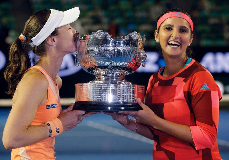 Sania Mirza, som numera bildar par med tjeckiskan Barbora Strycova, vann tre raka Grand Slam-titlar med Martina Hingis vid sin sida och seglade upp till förstaplatsen på dubbelrankingen.