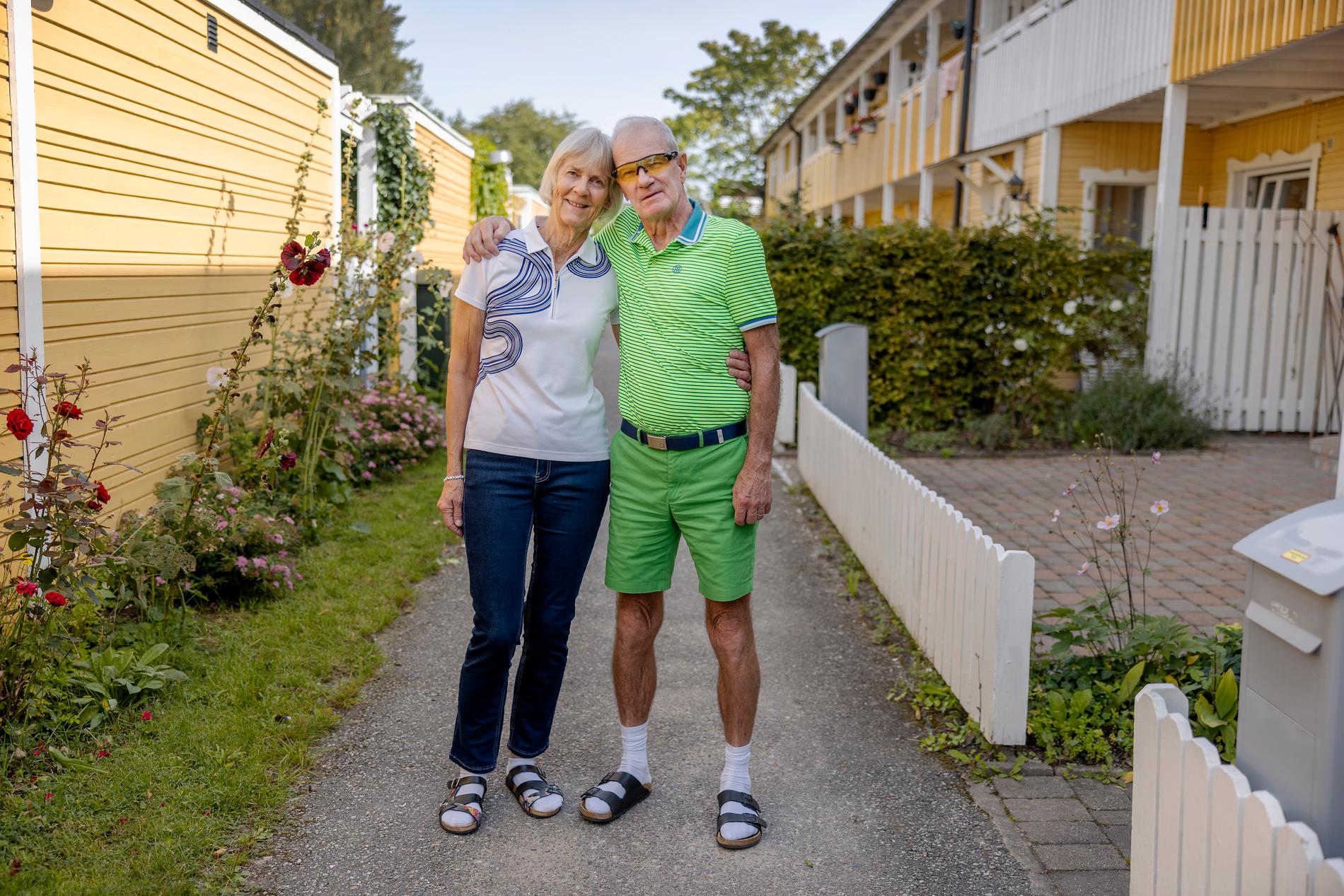 Pierre Dahmén träffades av blixten under en golftävling i Falkenberg. Här med frun Laisa Dahmén.