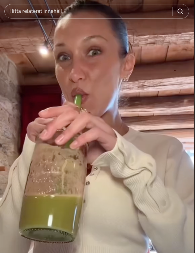 Bella Hadid dricker grön juice.