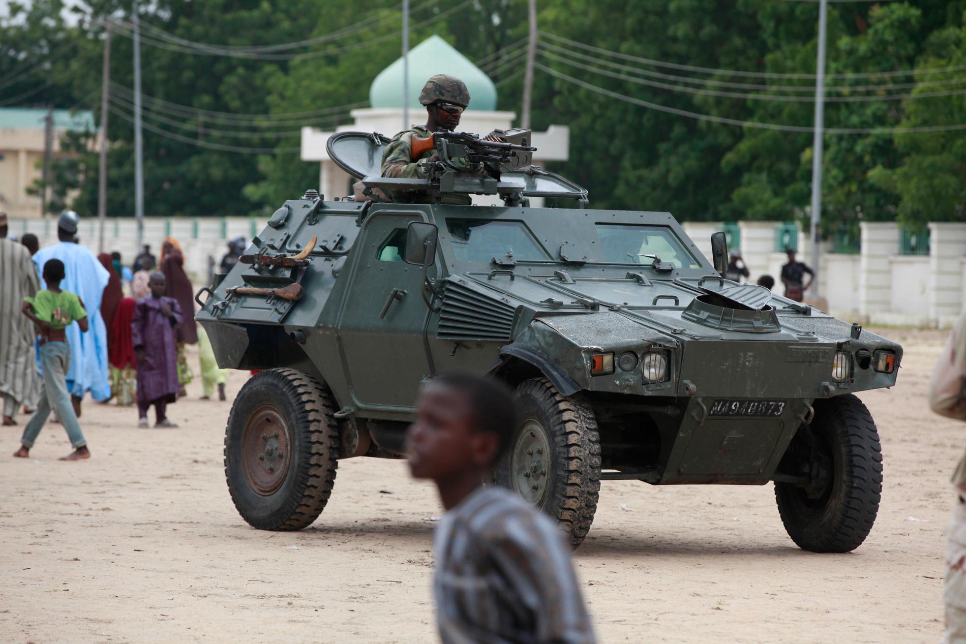 Tisdagens attack ska ha ägt rum utanför Maiduguri i nordöstra Nigeria. På bilden ett arméfordon på patrull i staden vid ett tidigare tillfälle.