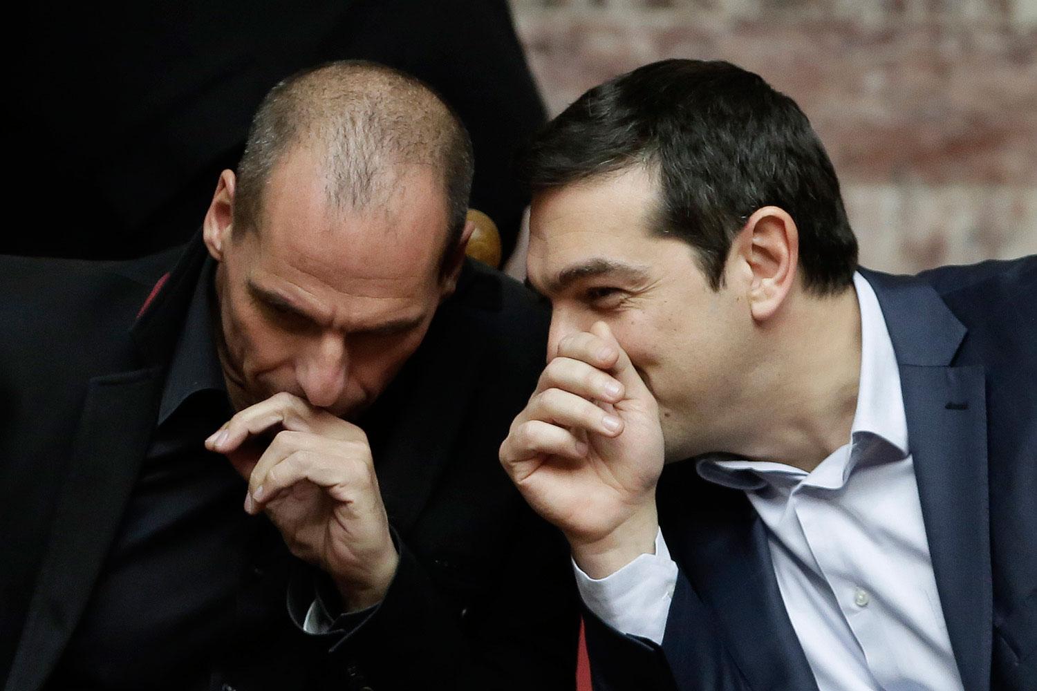 Finansminister Yanis Varoufakis med Greklands premiärminister Alexis Tsipras.