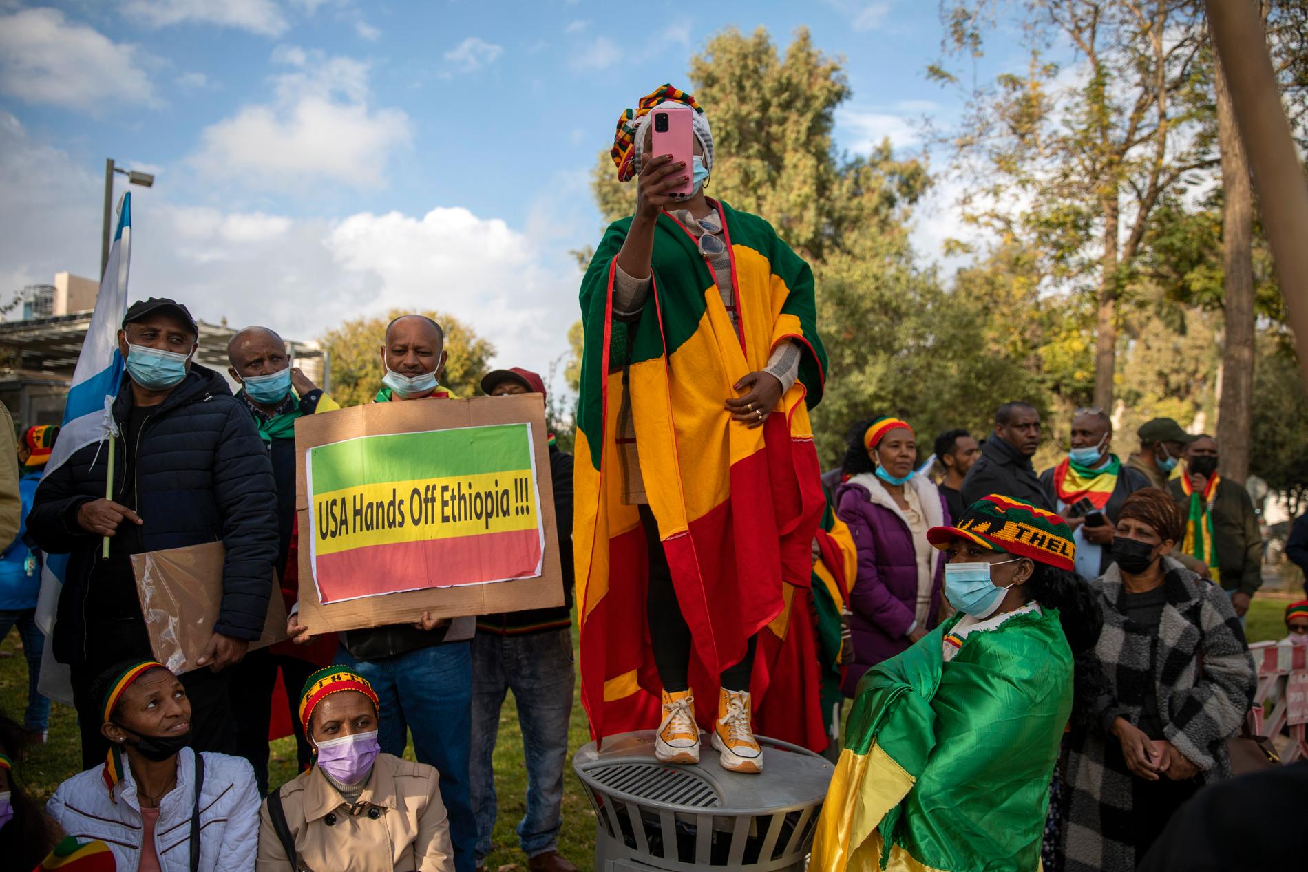 Demonstranter i Jerusalem kräver ett stopp på våldet i Etiopien tidigare i november.