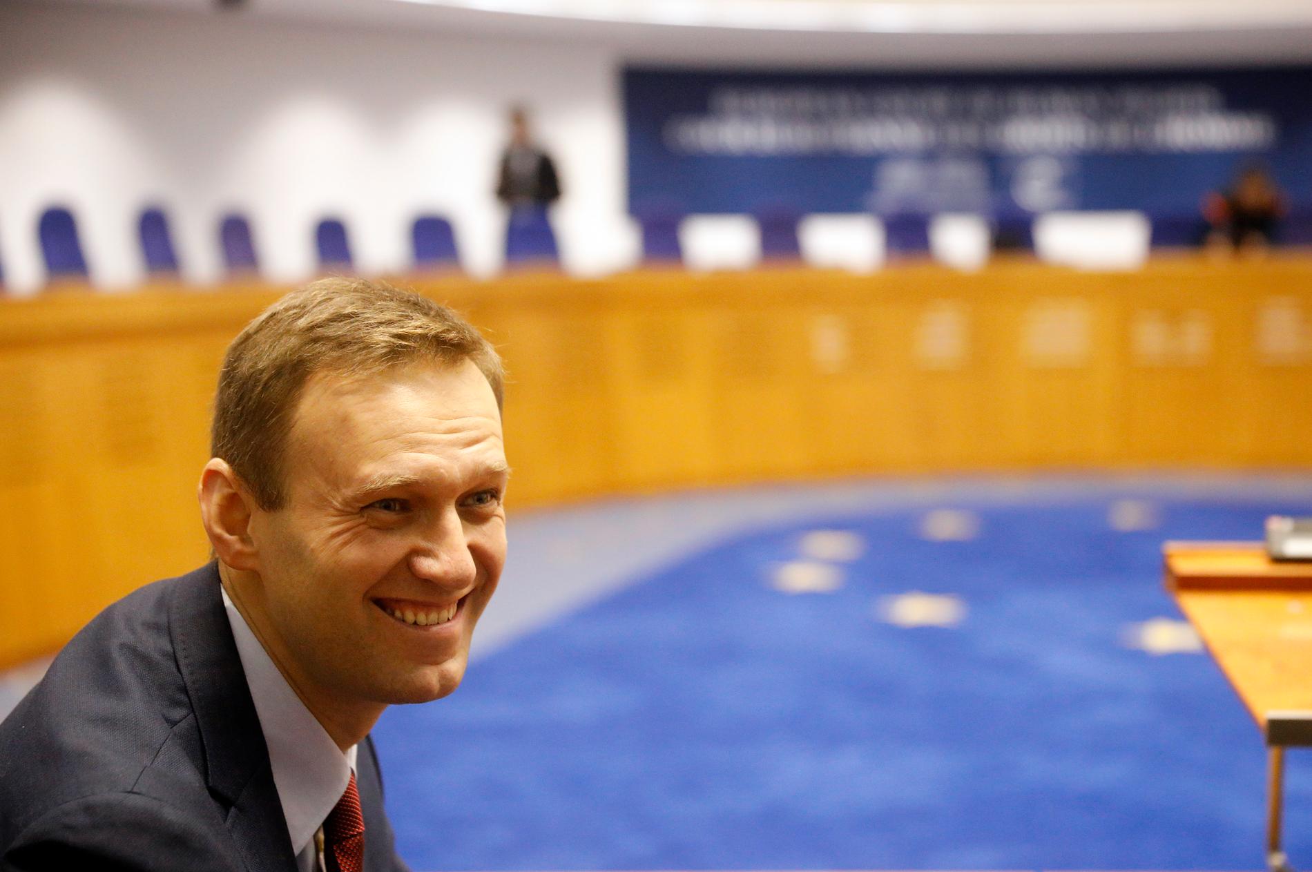 Den ryske oppositionspolitikern Alexej Navalnyj i Europadomstolen i Strasbourg.