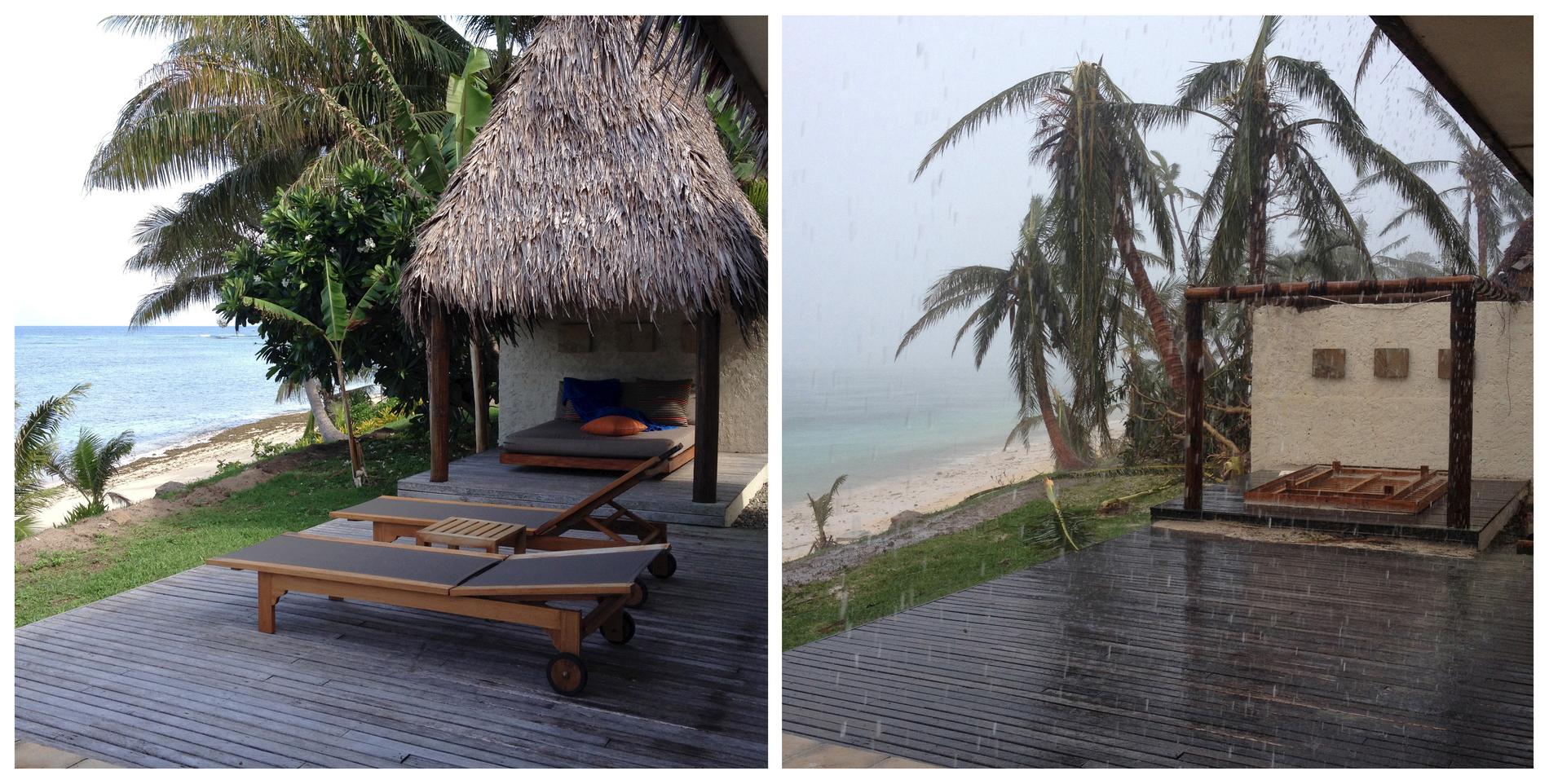 Turisten Sarah Binghams bilder från en turistort på Fiji, före och efter cyklonen Winston.