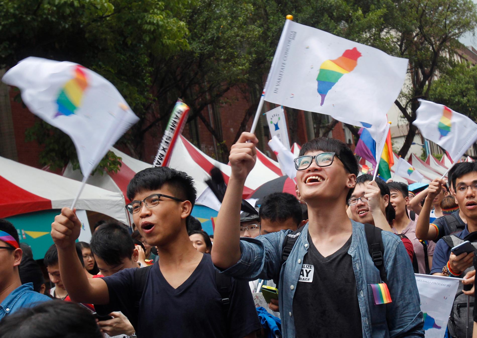 Manifestationer för samkönade äktenskap i Taiwan i fjol. Arkivbild.