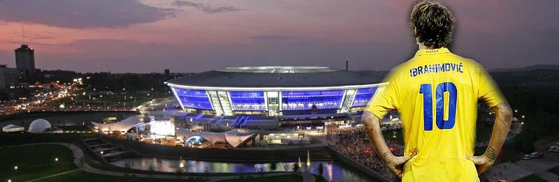 Donbass Arena, hemmaplan för ukrainska Sjachtar Donetsk, är en av arenorna i EM 2012. Tyvärr får Zlatan och kompani endast titta på festen. Detta enligt oddsen.