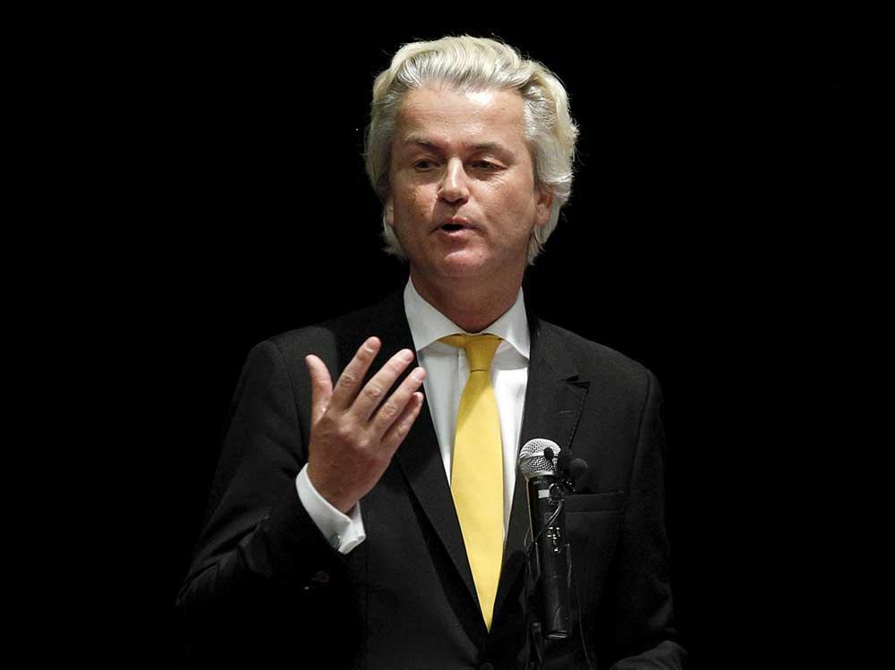 Geert Wilders under sitt tal.