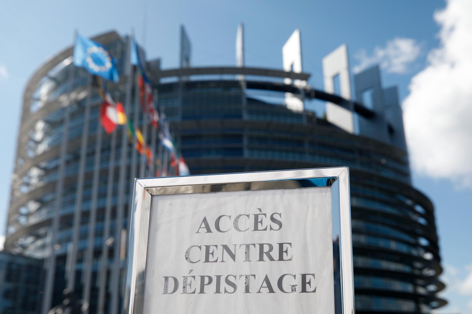 EU-parlamentets lokaler i Strasbourg har under coronapandemin bland annat används som testcenter för covid-19. Arkivfoto.