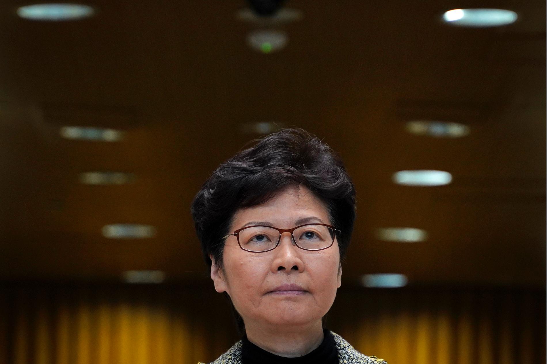 Hongkongs högsta ledare Carrie Lam. Arkivbild.
