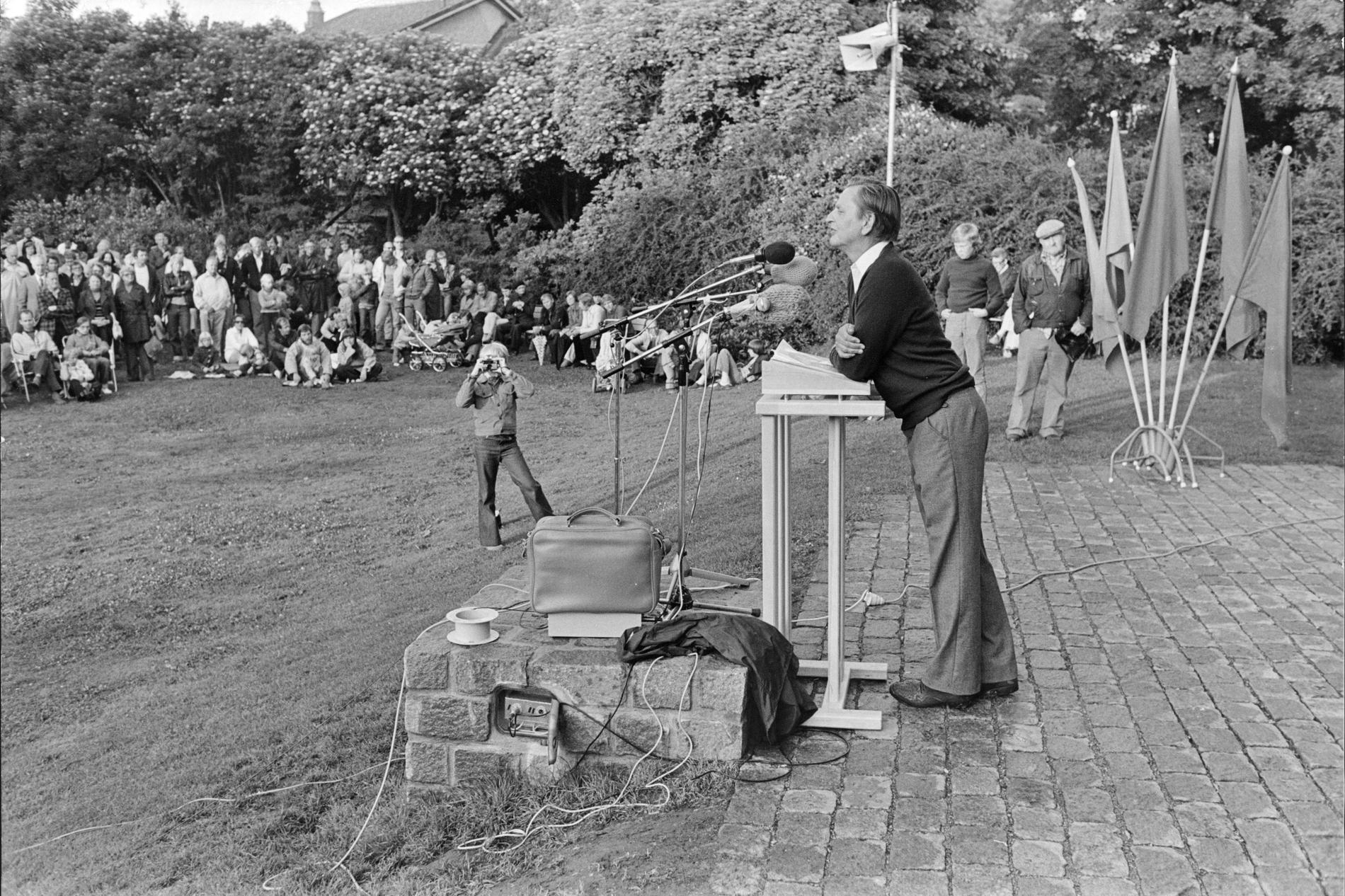 Olof Palme talar i Almedalen 1978.