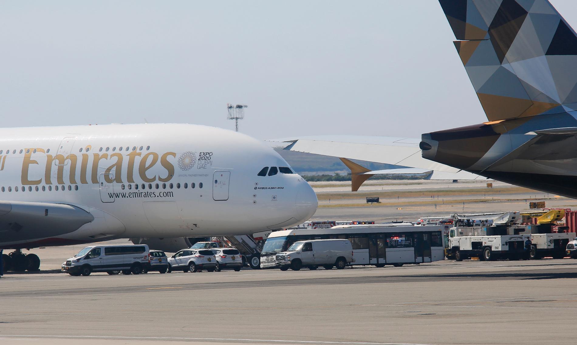 521 passagerare fanns ombord på Emiratesplanet.
