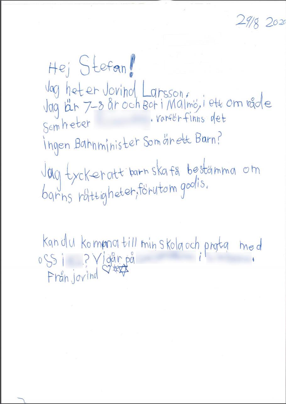 Jovind Larssons brev till statsministern.
