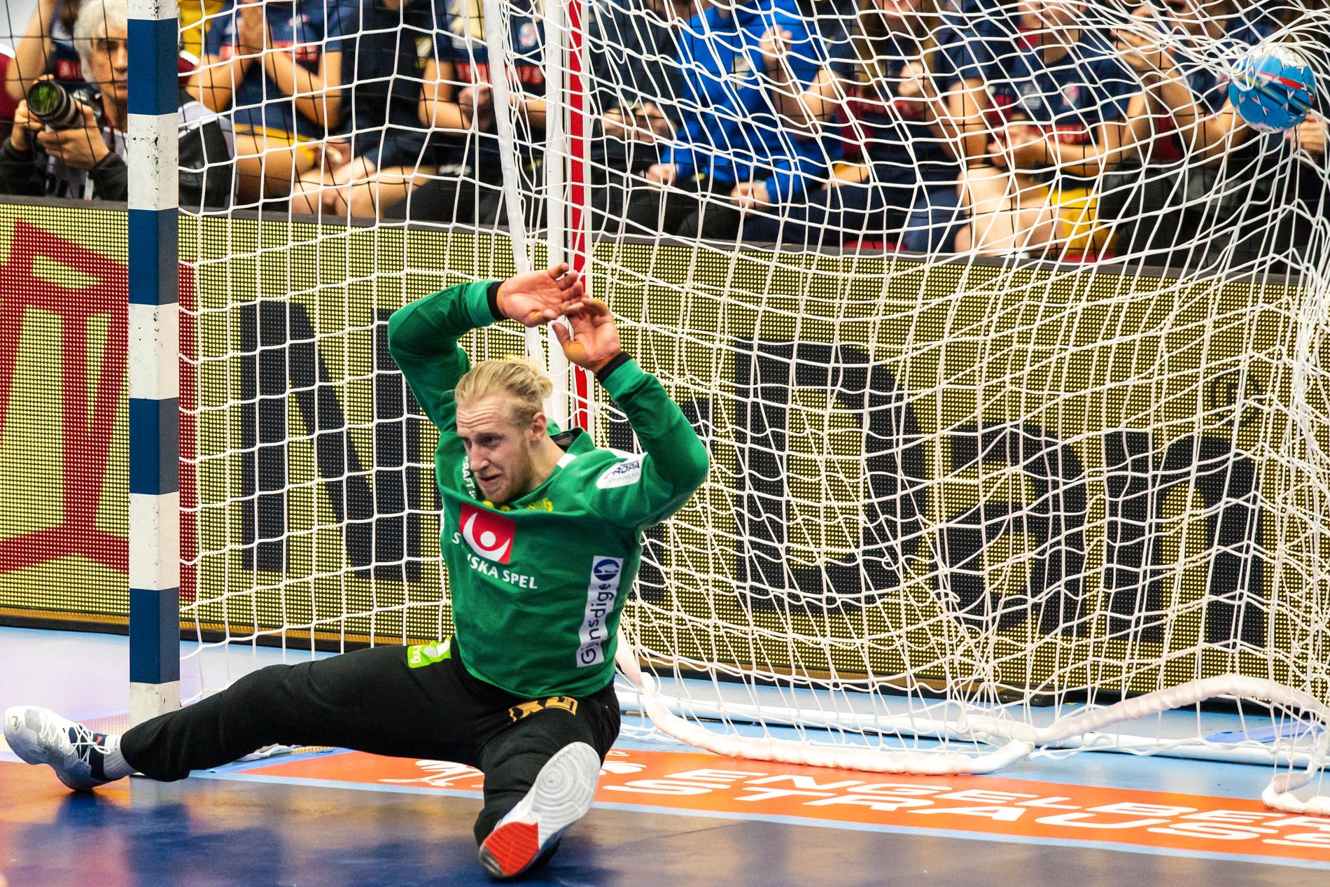 Mikael Appelgren under Sveriges match mot Island. 