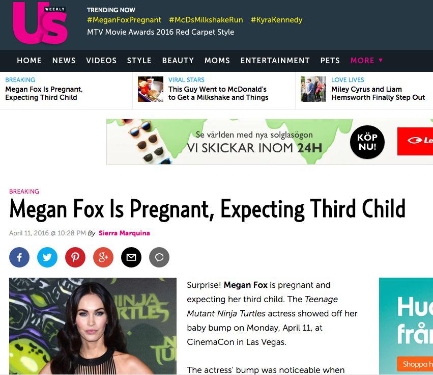Amerikansk media fastslår att Megan väntar sitt tredje barn.