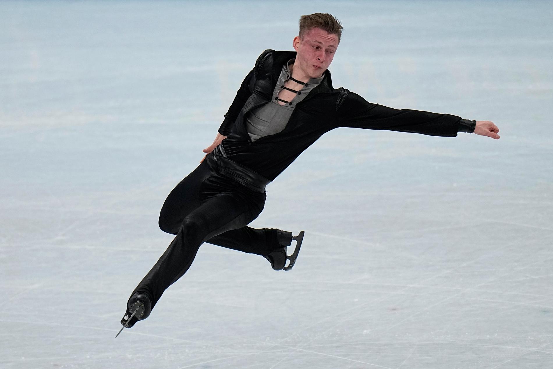 Nikolaj Majorov på isen i Peking under torsdagens final.