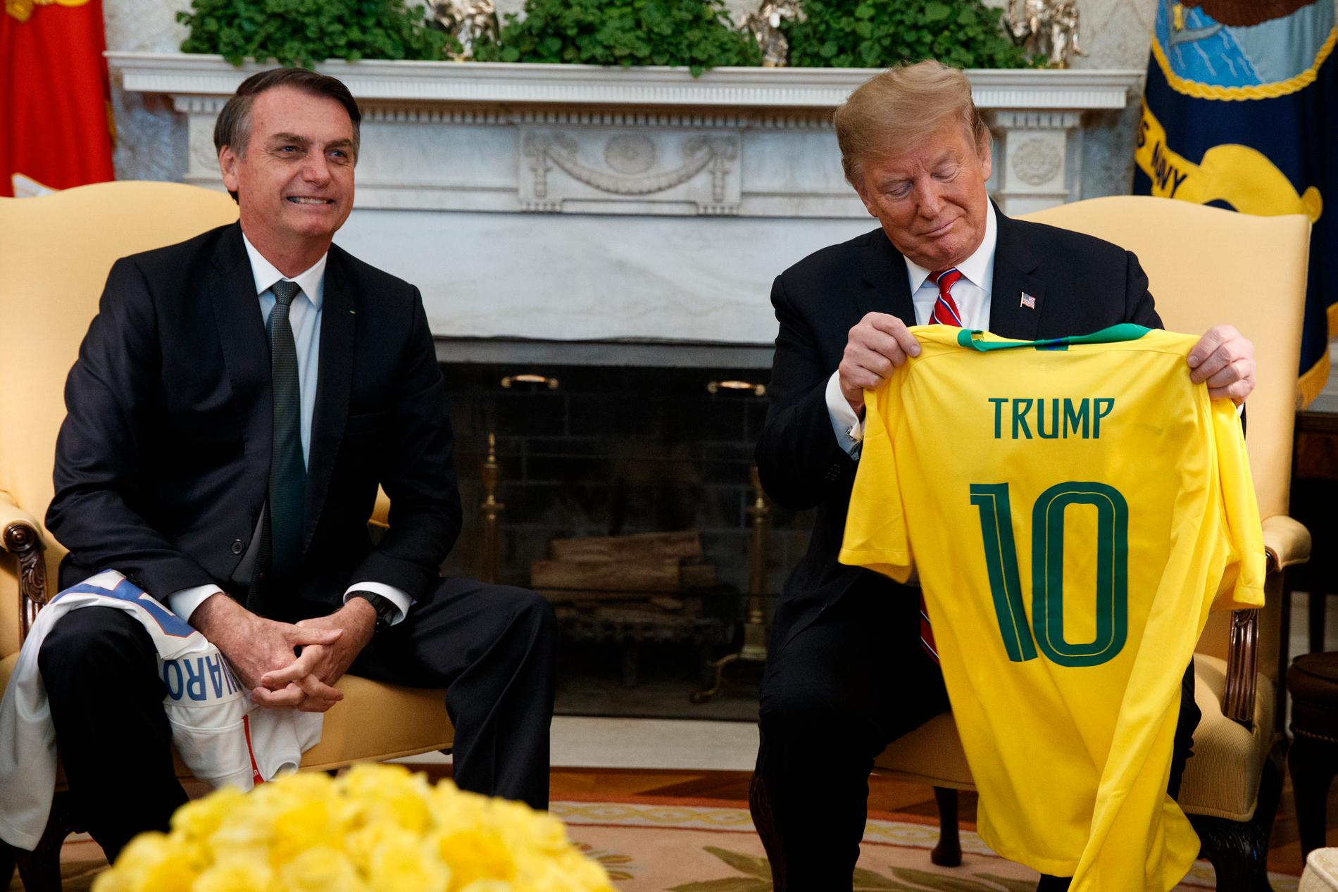 Brasiliens president Jair Bolsonaro och USA:s president Donald Trump.