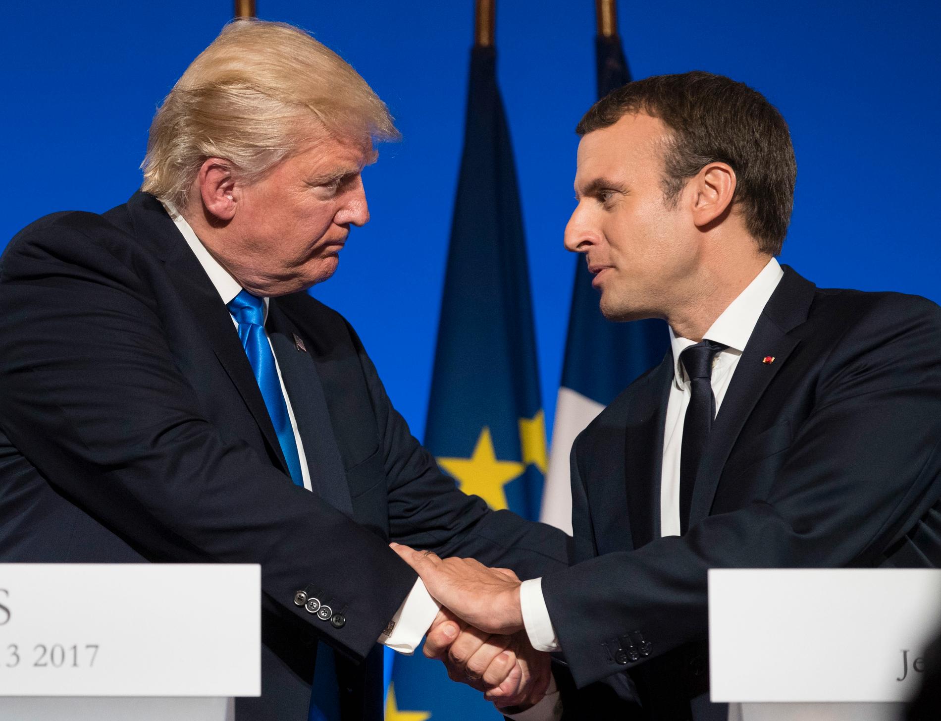 USA:s president Donald Trump och Frankrikes president Emmanuel Macron. 