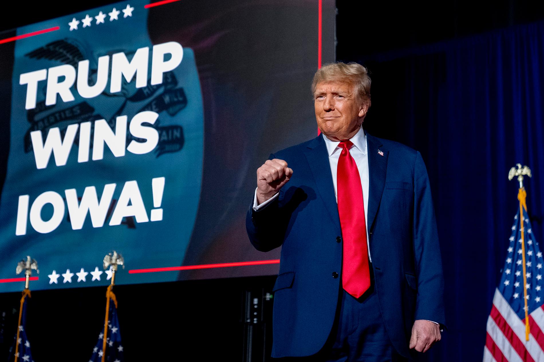 Donald Trump blev överlägsen vinnare i Iowa.