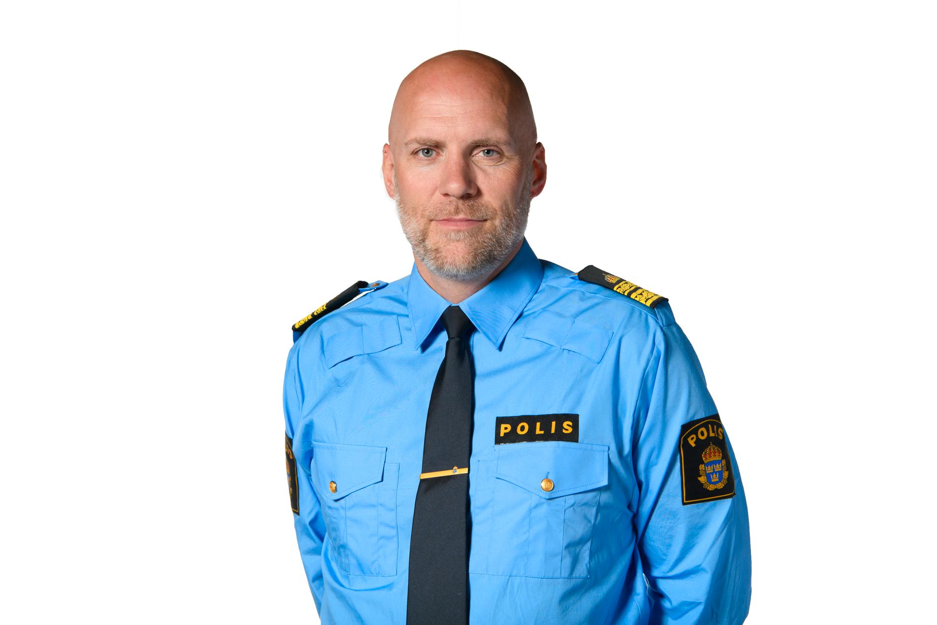 Tobias Lövström, kommenderingschef under fotbollsderbyt.
