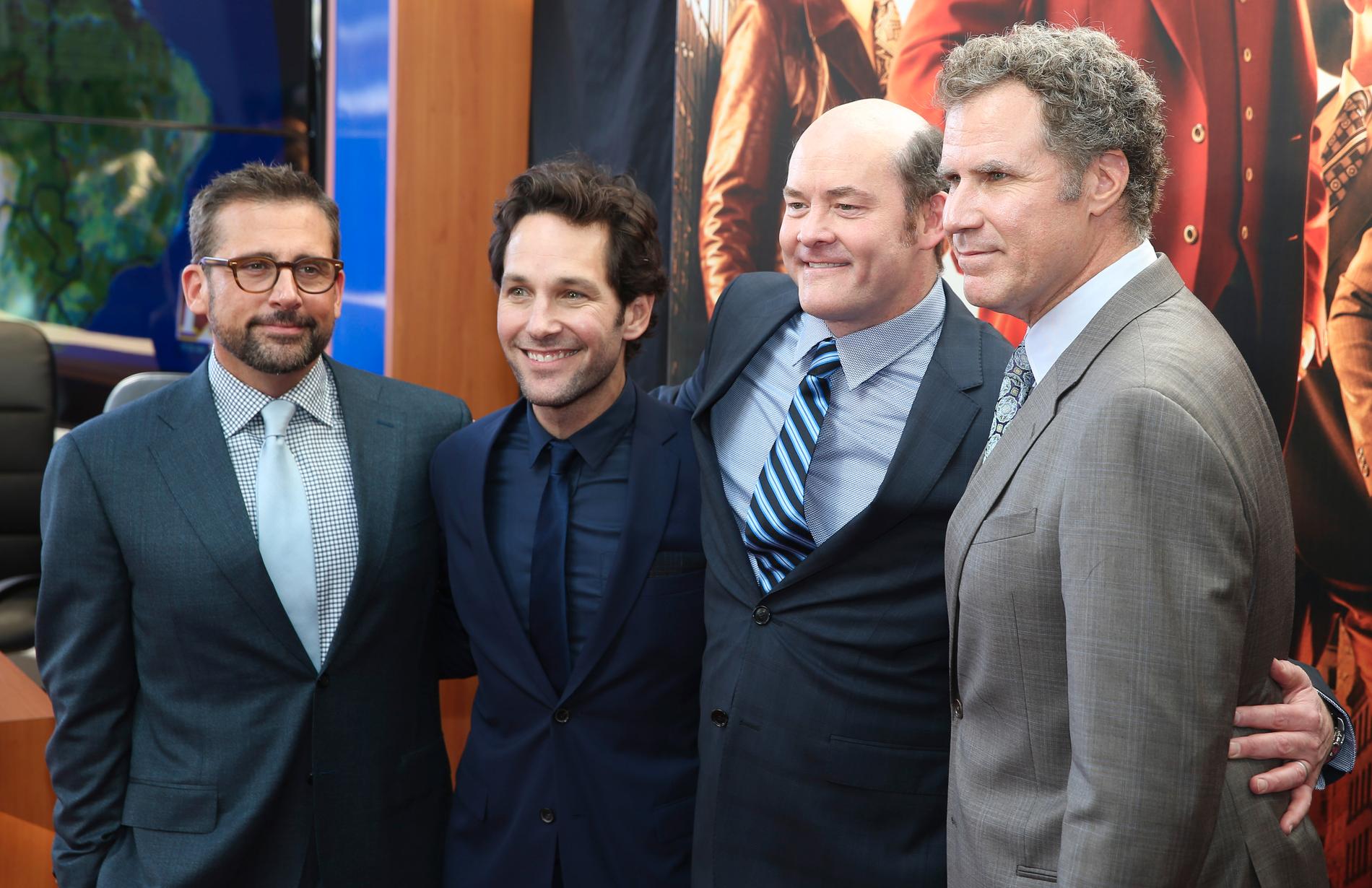 Steve Carell, Paul Rudd, David Koechner och Will Ferell på premiären av ”Anchorman 2".