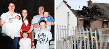 Desperat kamp Arthur McElhill och Lorraine McGovern och deras fem barn frsökte fly lågorna genom att klättra upp på taket, som rasade in och alla omkom.