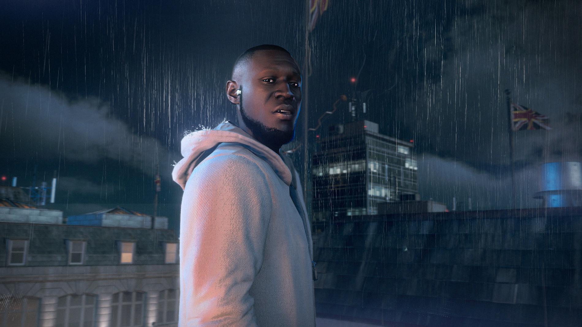 Londonrapparen Stormzy är en del av spelet, där han bland annat framför låten "Rainfall" och det finns även ett uppdrag som kretsar kring honom. Pressbild.