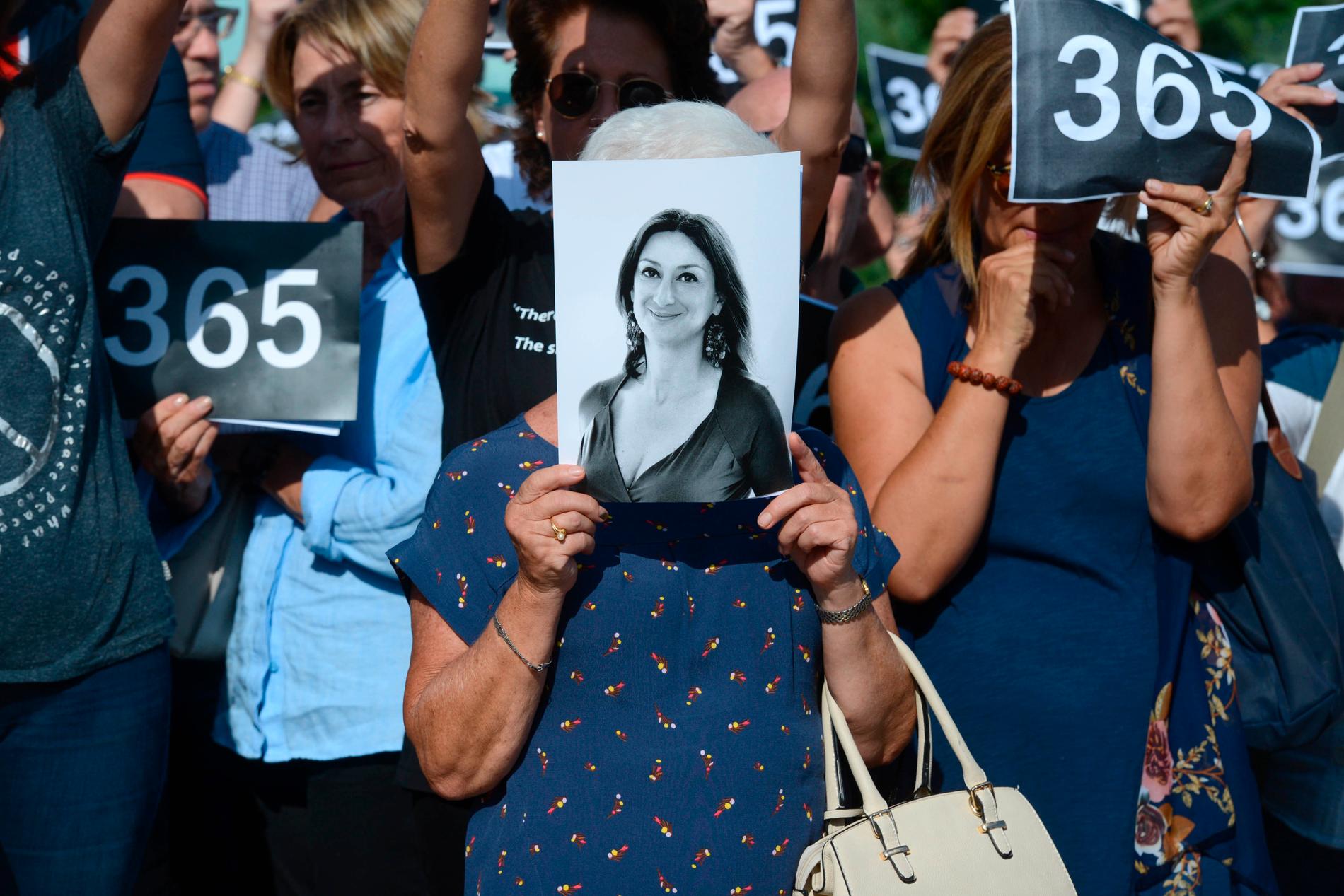 Den undersökande journalisten Daphne Caruana Galizi dödades av en bilbomb på Malta i oktober 2017. Arkivbild.