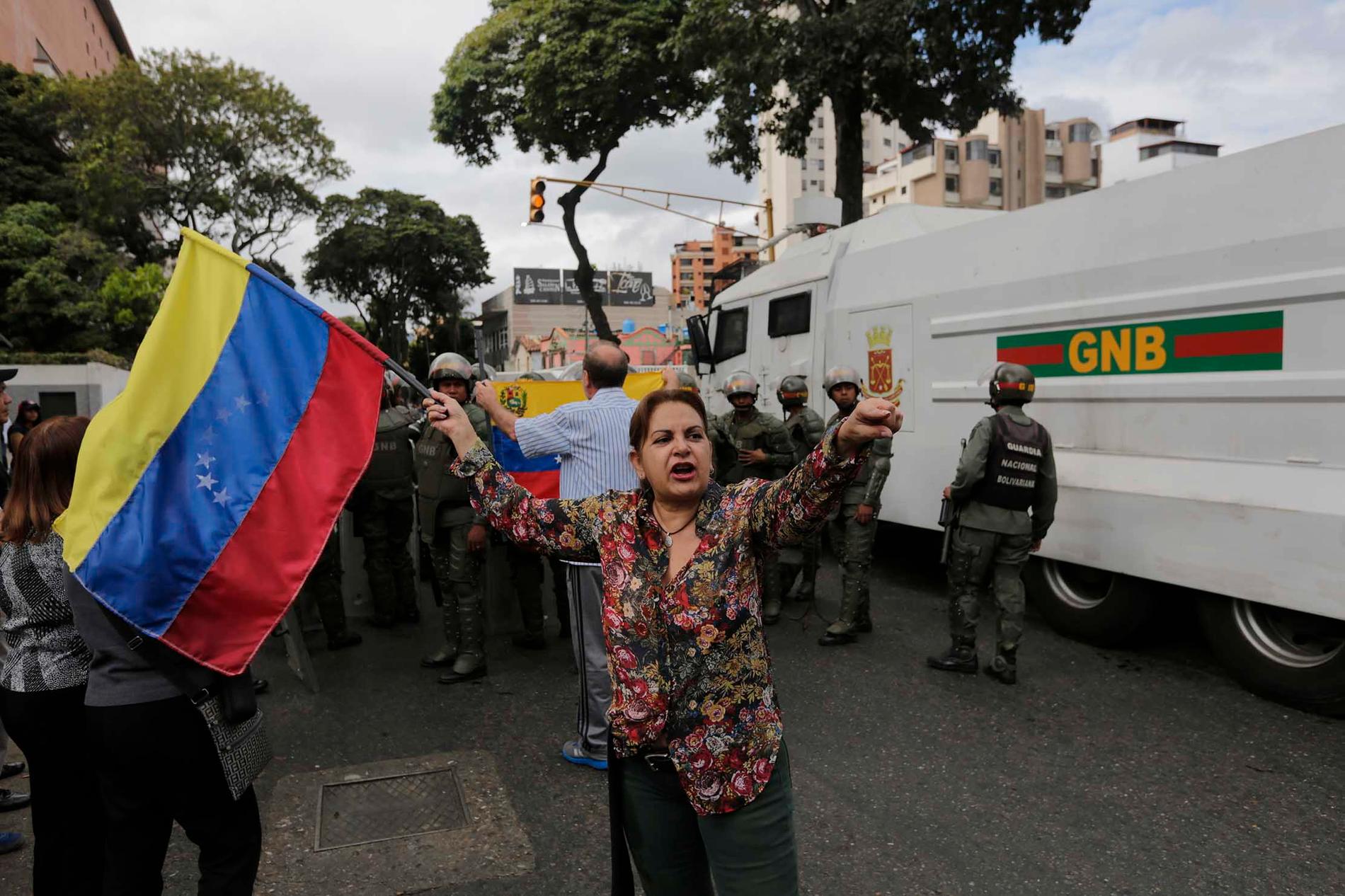 Protester i Venezuela under onsdagen.