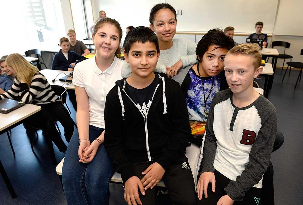 Selma Arifovic, 13, Aram Ali, 13, Olivia Lindström Okwesum, 13, Zean Ståhl Malbanan, 13, och Robert Andbjer, 13.