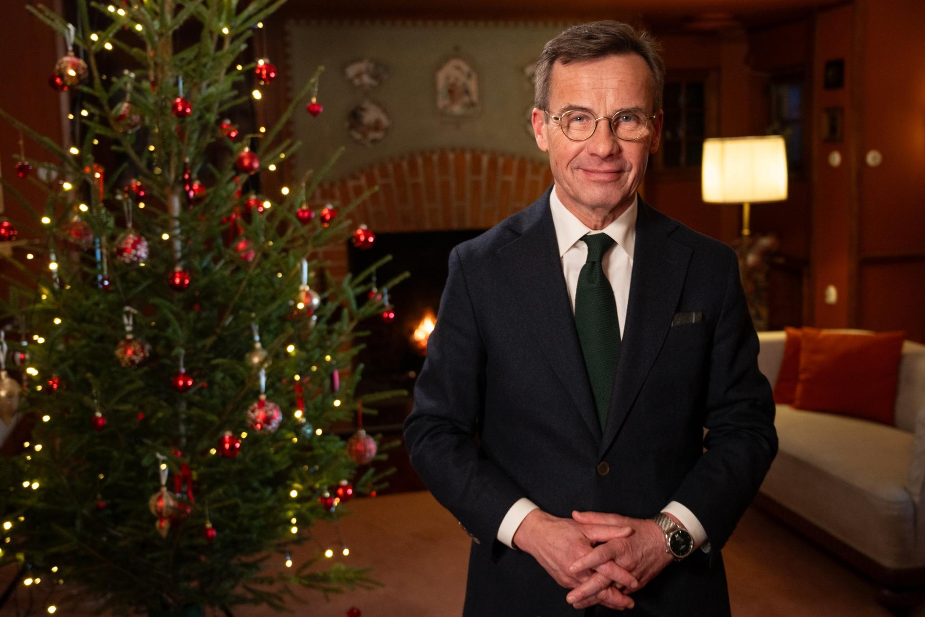 Statsminister Ulf Kristersson höll jultal från Harpsund.