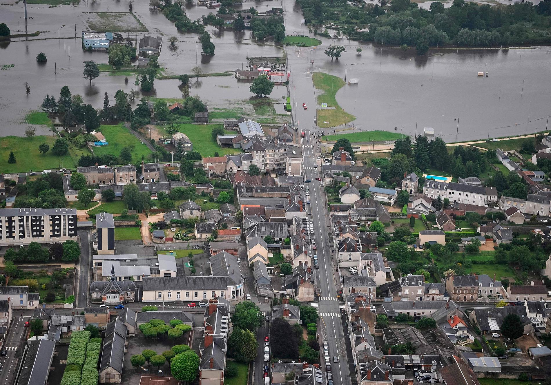 Översvämningar i Blois i Frankrike.
