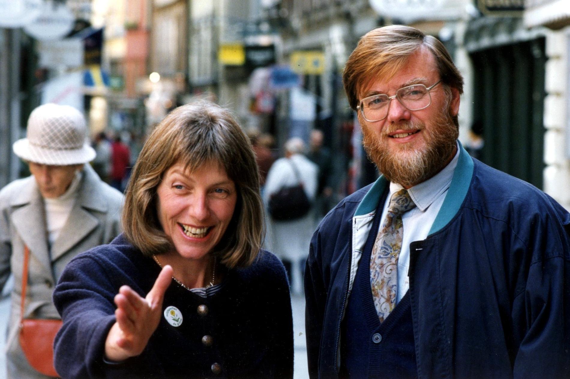 Jan Axelsson 1991 tillsammans med ett av de språkrör han efterträdde, Fiona Björling.